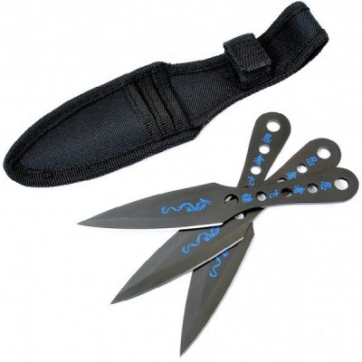 Albainox nože vrhací set s modrým motivem 3 ks