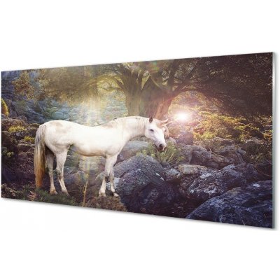 Obraz na skle Unicorn v lese 100x50 cm – Zbozi.Blesk.cz
