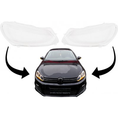 KITT Headlights Lens Glasses suitable for VW Golf 6 VI Mk6 (2008-2014) Clear Glass Optics – Hledejceny.cz