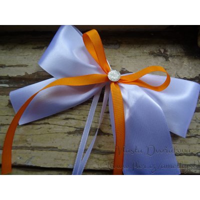 Atlasová mašle na auto bílá - oranžová 617 – Sleviste.cz