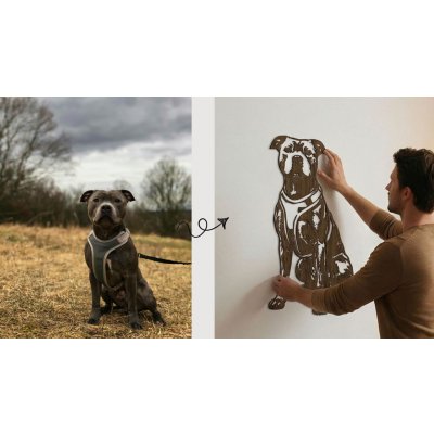 dřevo života Dřevěná dekorace pejska z vaší fotografie Zvolte barvu dekoru: Černá, Delší strana: 40 – Sleviste.cz