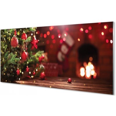 Obraz na skle Ozdoby vánoční strom dárky 100x50 cm – Hledejceny.cz