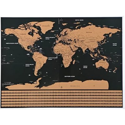 Malatec Velká stírací mapa světa s vlajkami deluxe 82 × 59 cm černá – Zbozi.Blesk.cz