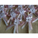 Atlasový vývazek - sv. růžová 330 / bílá s kytičkou – Sleviste.cz