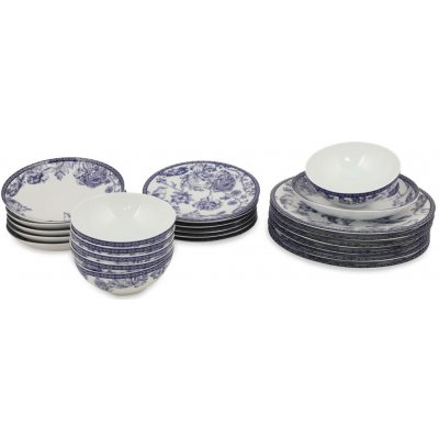 Hermia Porcelánová sada talířů Folclore bílá modrá 24 ks – Sleviste.cz