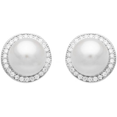 Gaura Pearls stříbrné s perlou a zirkony Betanie stříbro SK15412E bíla