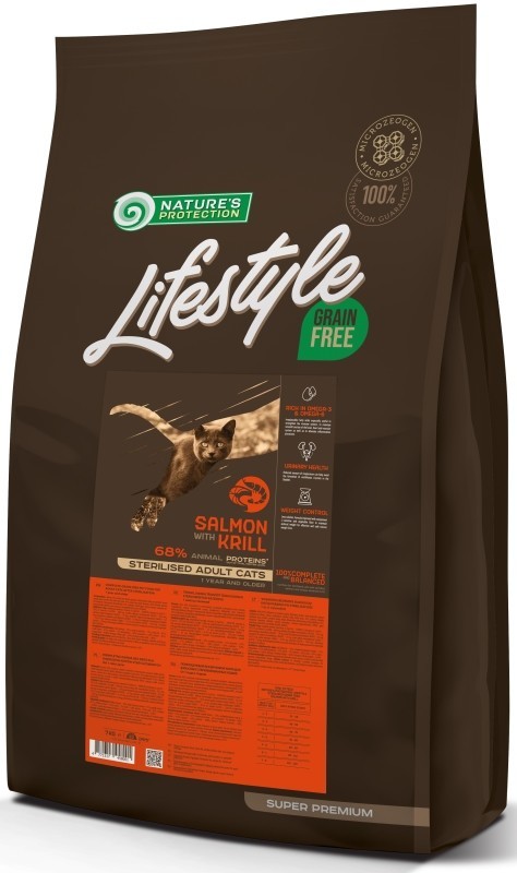 Nature\'s Protection Cat Dry LifeStyle GF Sterilised Salmon 7 kg