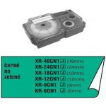 Páska do tiskárny štítků Casio XR-6GN1, 6mm, černý tisk/zelený podklad, originál – Hledejceny.cz