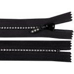 Kostěný zip No 4 délka 30 cm se štrasovými kamínky, střední, 2 černá – Zboží Mobilmania