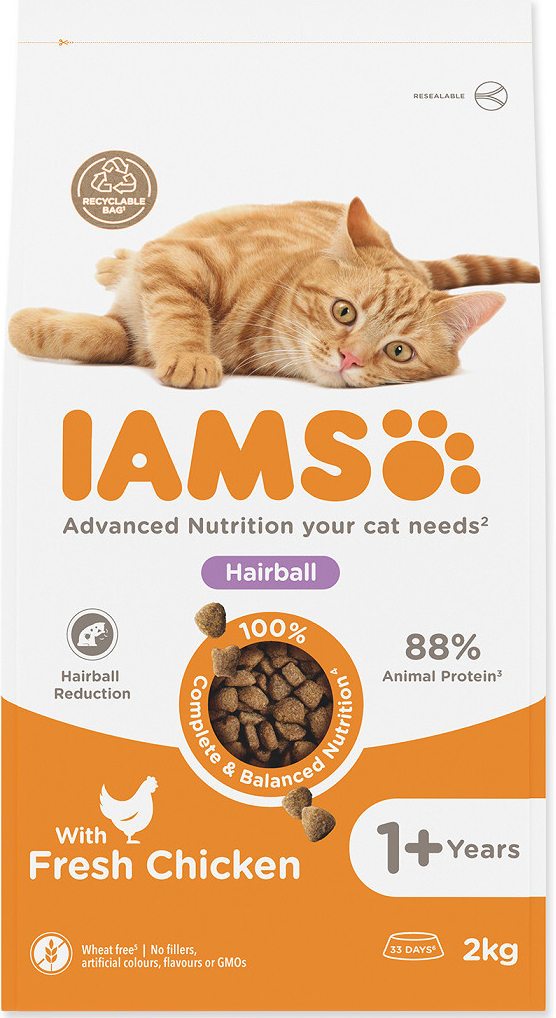 Iams for Vitality Cat Adult Hairball Chicken 2 kg