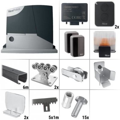 Nice Robus 400 KCE 7.0 - sestava pojezdu, pohonu a příslušenství, pro posuvnou bránu do průjezdu 4,2 m a 400 kg, profil bez úpravy – Hledejceny.cz