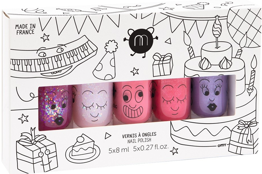 Nailmatic, Dětská sada laků na nehty Sheepy 8 ml + Polly 8 ml + Cookie 8 ml + Kitty 8 ml + Piglou 8 ml