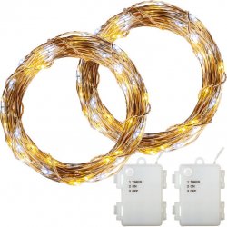 VOLTRONIC® Sada 2 kusů světelných drátů 50 led teplá studená bílá