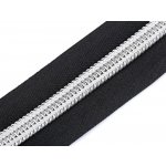 Zip spirálový šíře 10 mm metráž se stříbrnými zoubky - černá – Zboží Mobilmania