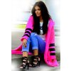 Dámský svetr a pulovr Fashionweek elegantní svetr exclusive kabát s kapucí STYLE JK13 Růžový neon