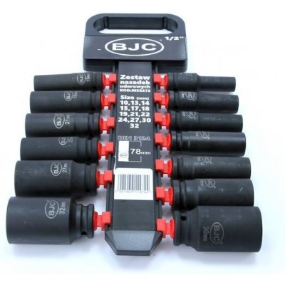 BJC Hlavice nástrčná rázová, sada 13 ks, 1/2“, 10-32 mm, 78 mm M58272 – Sleviste.cz