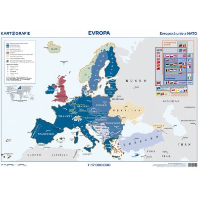 Evropa - Evropská unie a NATO - příruční mapa