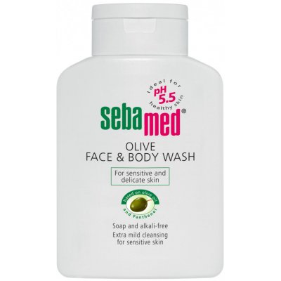 Sebamed Wash jemná mycí emulze na tělo a obličej s olivovým olejem For Dry and Sensitive Skin 200 ml – Zboží Mobilmania