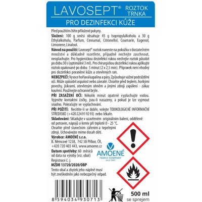 Lavosept dezinfekční roztok na ruce a kůži s vůní trnky a rozprašovačem 500 ml – Zbozi.Blesk.cz