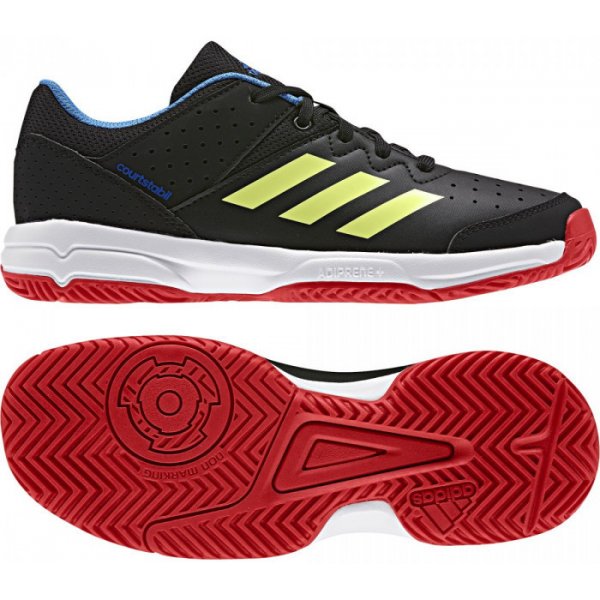 Dětské sálové boty adidas COURT STABIL JR BD7409 Černá / Žlutá / Červená