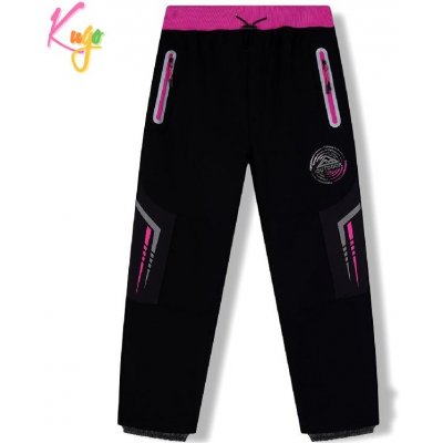 Kugo HK5621 Dívčí softshellové kalhoty zateplené černé růžový pas
