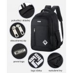 Platinium batoh s USB portem BSP25 16" černý – Zboží Živě