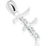 Šperky eshop Stříbrný přívěsek 925 blýskavé písmeno F svislá zirkonová linie SP10.27 – Sleviste.cz