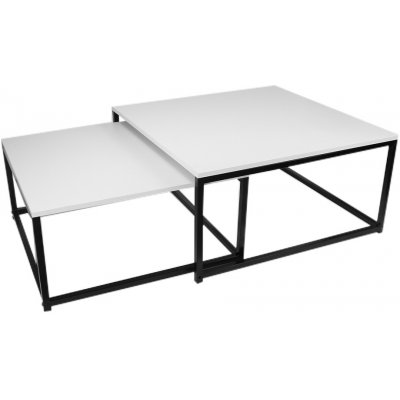 Kondela Set dvou konferenčních stolků, matná bílá / černá, KASTLER NEW TYP 1