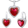 SILVEGO stříbrný set šperků Romance náušnice a přívěsek srdce LPS0629ER