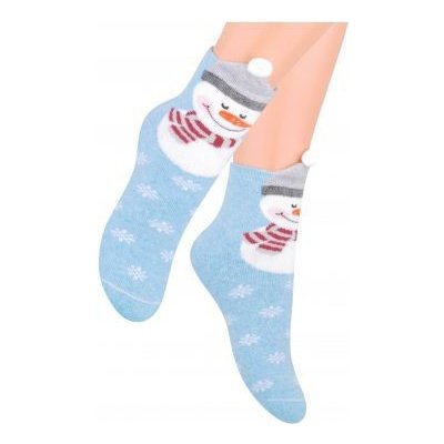 Dětské froté ponožky Sněhulák modrá bledá