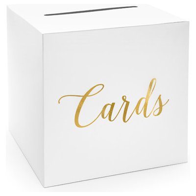 Svatební box na gratulace “Cards” ZLATÝ, 24x24x24 cm – Zboží Mobilmania