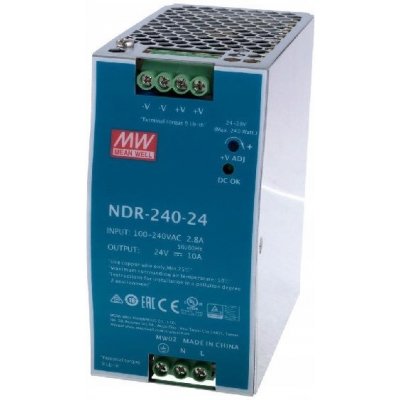 Napájecí adaptér DIN Mean Well NDR-240-24 24 V 10 A 240 W – Zbozi.Blesk.cz