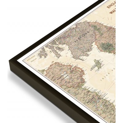 National Geographic Anglie a Wales - nástěnná mapa Executive 75 x 90 cm Varianta: mapa v hliníkovém rámu, Provedení: černý rám – Hledejceny.cz