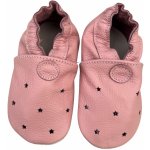 Carozoo kožené capáčky s koženou podrážkou růžové perforované růžová – Zboží Mobilmania