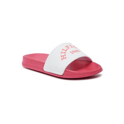 Tommy Hilfiger Logo Print Pool Slide Nazouváky T3A0 33303 1172 White Fuchsia – Hledejceny.cz