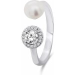 Brilio Silver stříbrný prsten s pravou perlou a zirkony RI062W – Zboží Mobilmania
