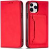 Pouzdro a kryt na mobilní telefon Apple Pouzdro Magnet Card Case elegantní knížkové s venkovní kapsou na iPhone 14 PLUS Red