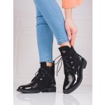 PK Klasické dámské kotníčkové boty na plochém podpatku černé – Zboží Mobilmania