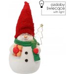 Pro-Tech shop Vánoční figurka stojící sněhulák s červenou čepicí a stromečkem LED 23x20,5x32/37cm 69423 – Hledejceny.cz