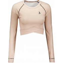 ALTISPORT Dámský funkční crop top s dlouhým rukávem premium VOJ/ALW000TR04 HNĚDÁ