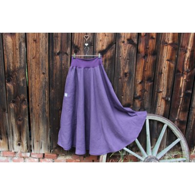 Lněná dlouhá sukně fialová – Zboží Mobilmania