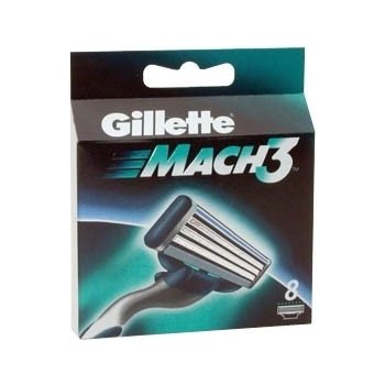 Gillette Mach3 náhradní hlavice 8 ks + gel na holení Sensitive 75 ml dárková sada