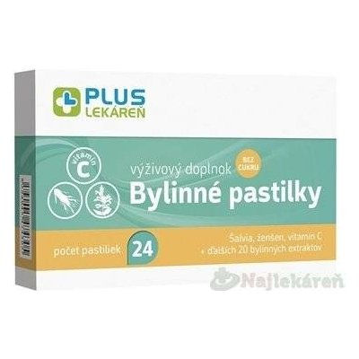 Plus Lékárna Bylinné pastilky Bez cukru šalvěj ženšen vitamín C 24 ks – Hledejceny.cz