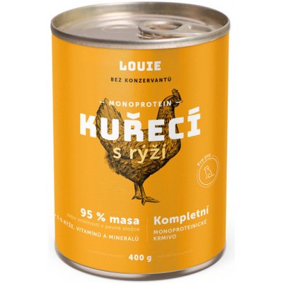 Louie Kompletní krmivo kuřecí 95 % s rýží 5 % 400 g