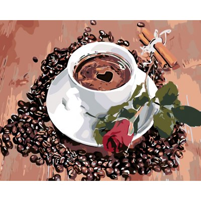 ZUTY Malování podle čísel ŠÁLEK KÁVY A RŮŽE 40 x 50 cm – Zboží Dáma