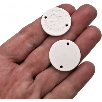 Knoflík - cedulka - vyrobeno s láskou - bílá - 22,86mm – Zboží Dáma