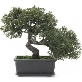 Menší levná umělá bonsai v ozdobném květináči, 21 cm