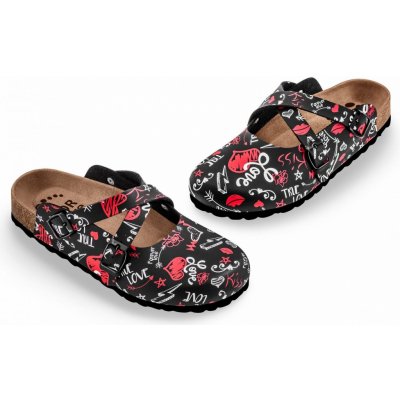 FORcare obuv zdravotní101059 černá potisk láska – Zboží Dáma FORcare obuv zdravotní101059 černá potisk láska – Zboží Dáma