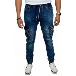 Viman pánské elastické džíny s pohodlnou gumou v pase modré – Zboží Mobilmania