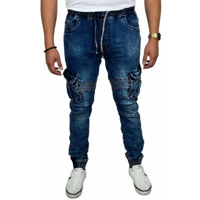 Viman pánské elastické džíny s pohodlnou gumou v pase modré – Zboží Mobilmania